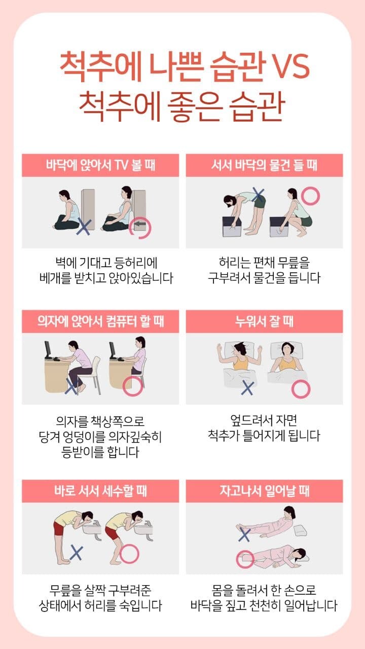 분당 정자동 한의원, 척추에 나쁜 습관 vs 척추에 좋은 습관 ... 한의학상식, 이것만은 알아두자